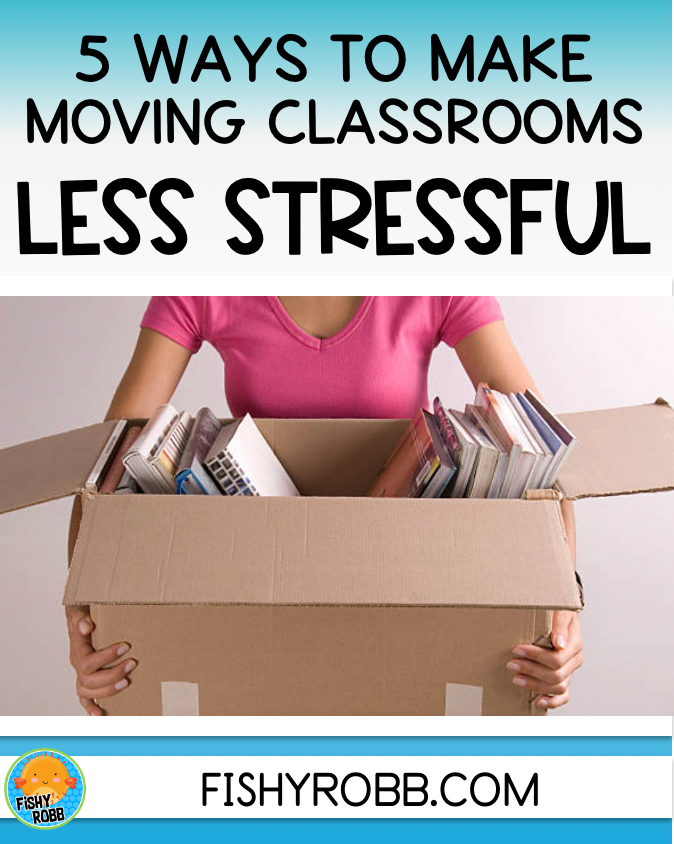 teacher moving classrooms carrying a box of books