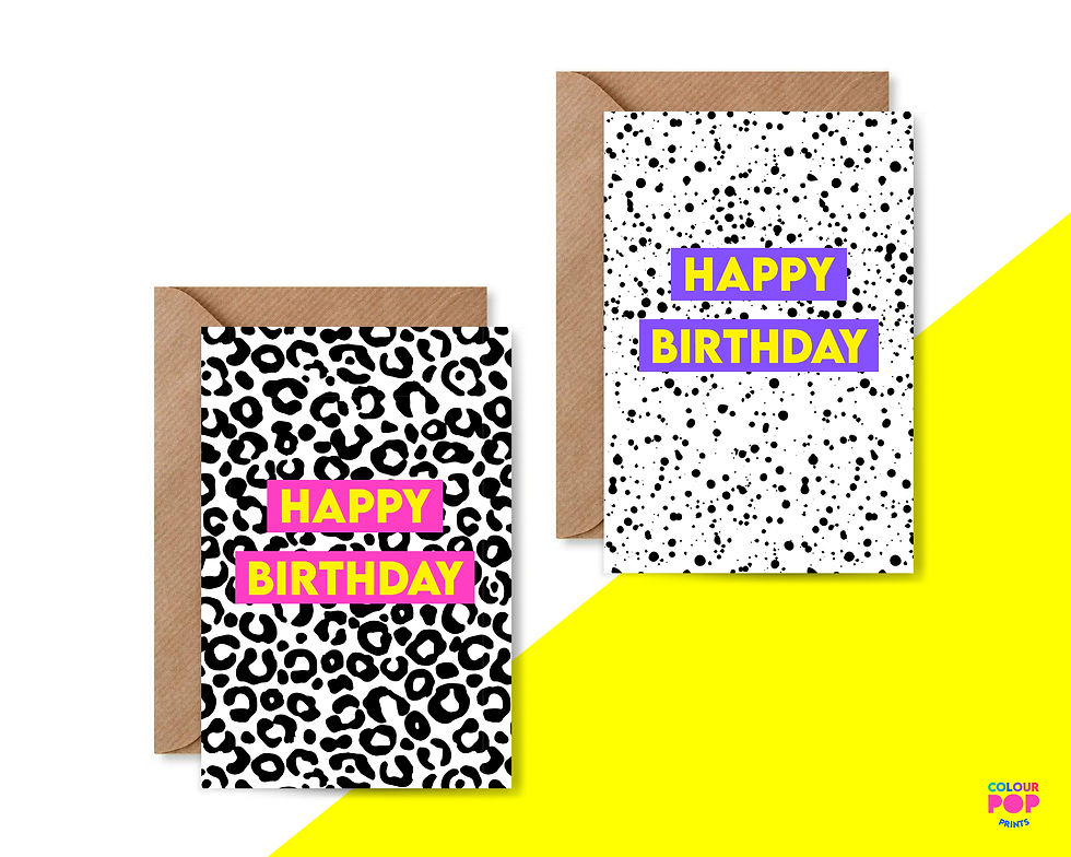 Thumbnail: Black & White Happy Birthday Greeting Card Pack