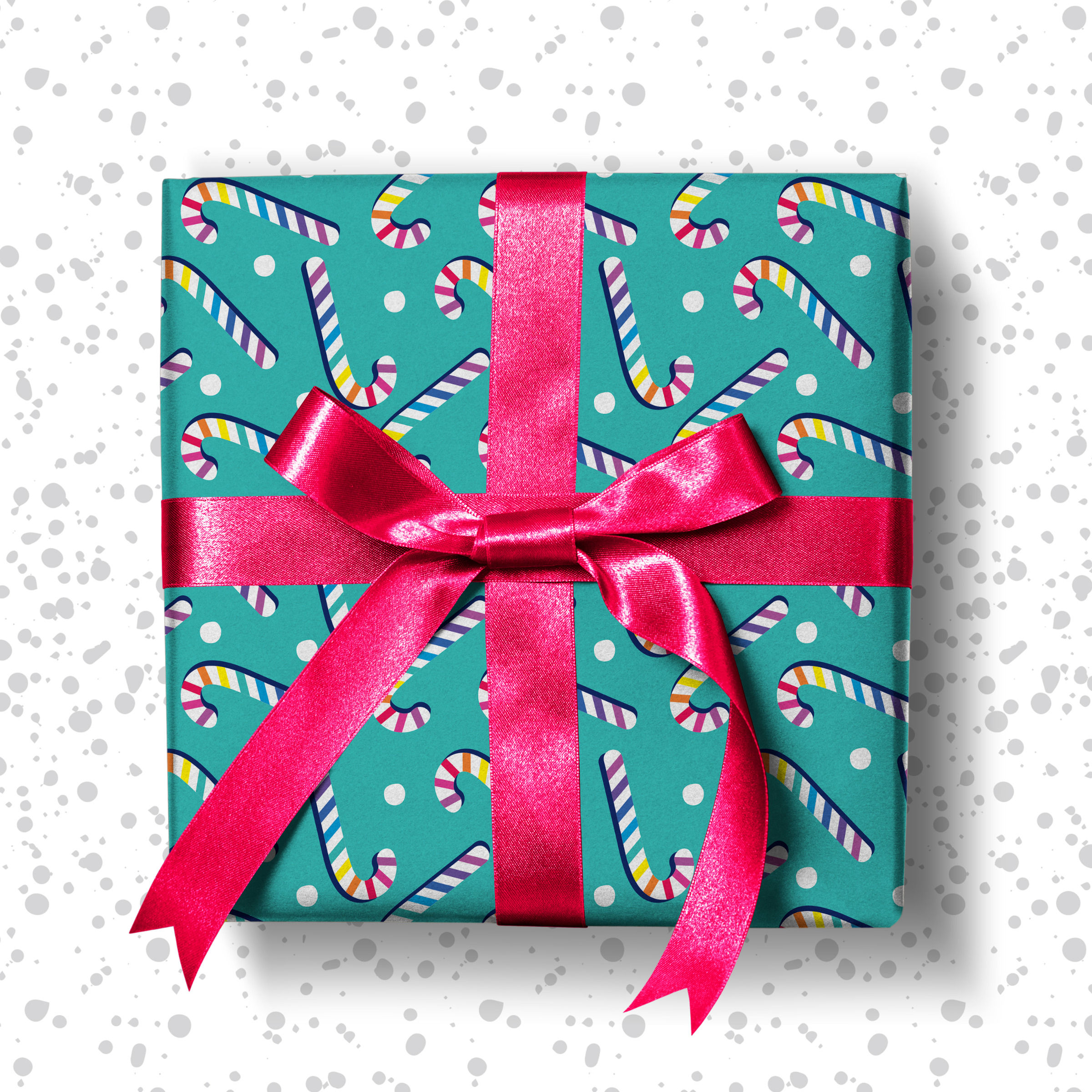Rainbow Candy Canes Wrapping Paper