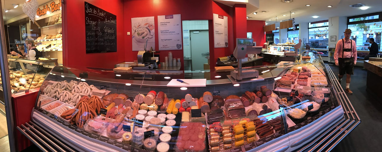 Assorted German Sausages and Baked Goods in Munich
