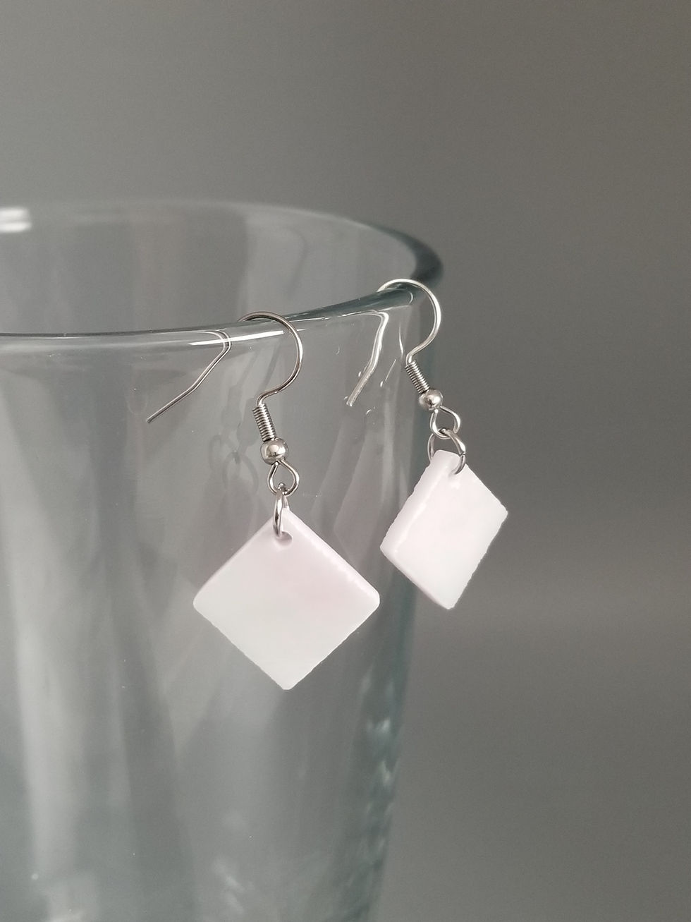 Thumbnail: Baby Pink Abalone Square Dangly Earrings