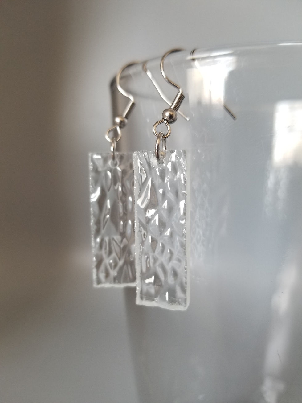 Clear Sparkle Rectangle Dangly Earrings