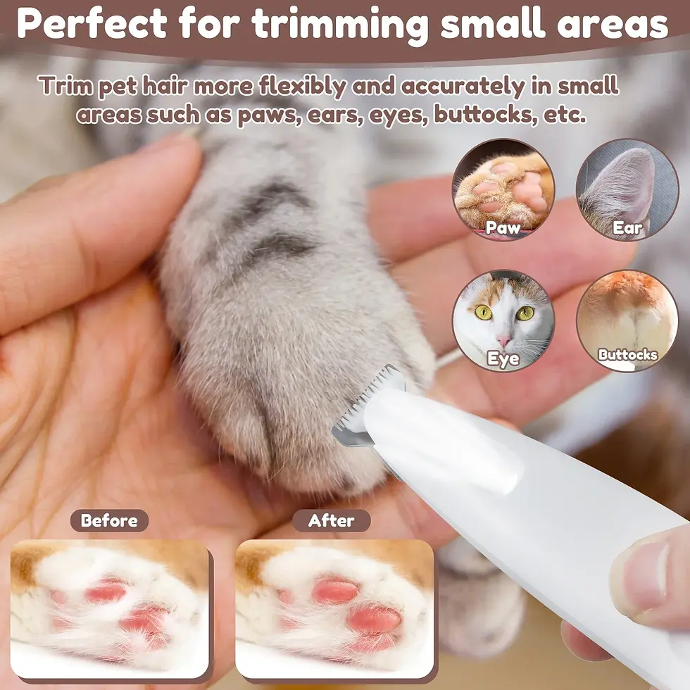 Thumbnail: New Dog Paw Trimmer with LED Light Fully Waterproof Pet Hair Trimmer with LED Di