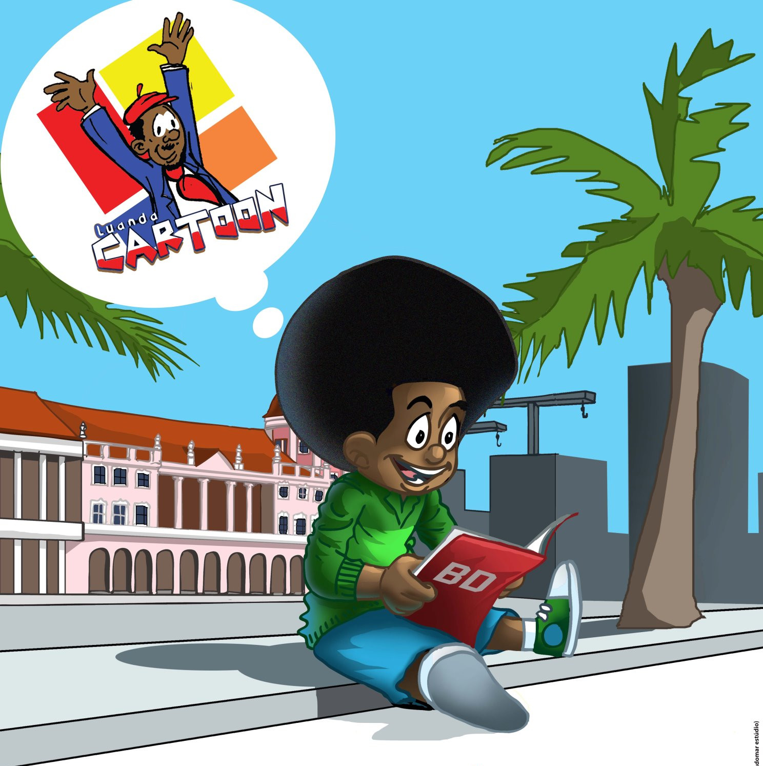 Desenho para o cartaz da 9.ª Edição do Luanda Cartoon (2012). Autor: Nelo Tumbula.