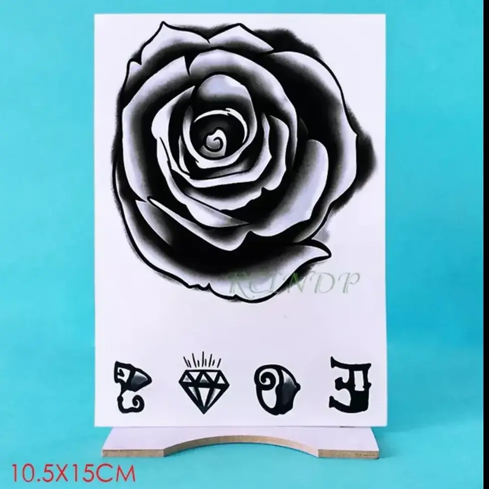 Thumbnail: 3pcs Monochrome Rose Tattoos 