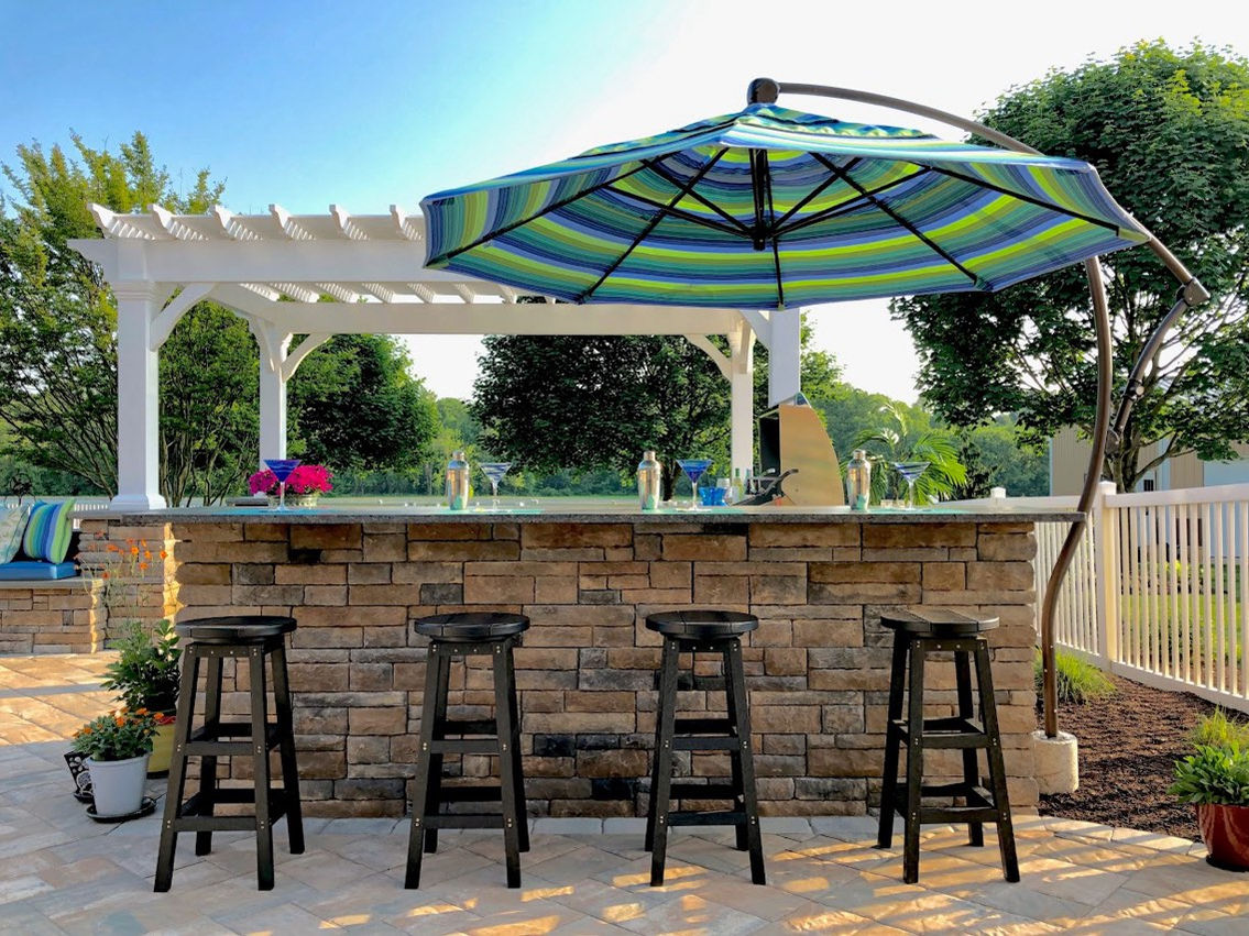 Outdoor bar located in homeowner's backyard