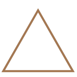 Braunes Dreieck mit gezackten Rändern auf schwarzem Hintergrund.