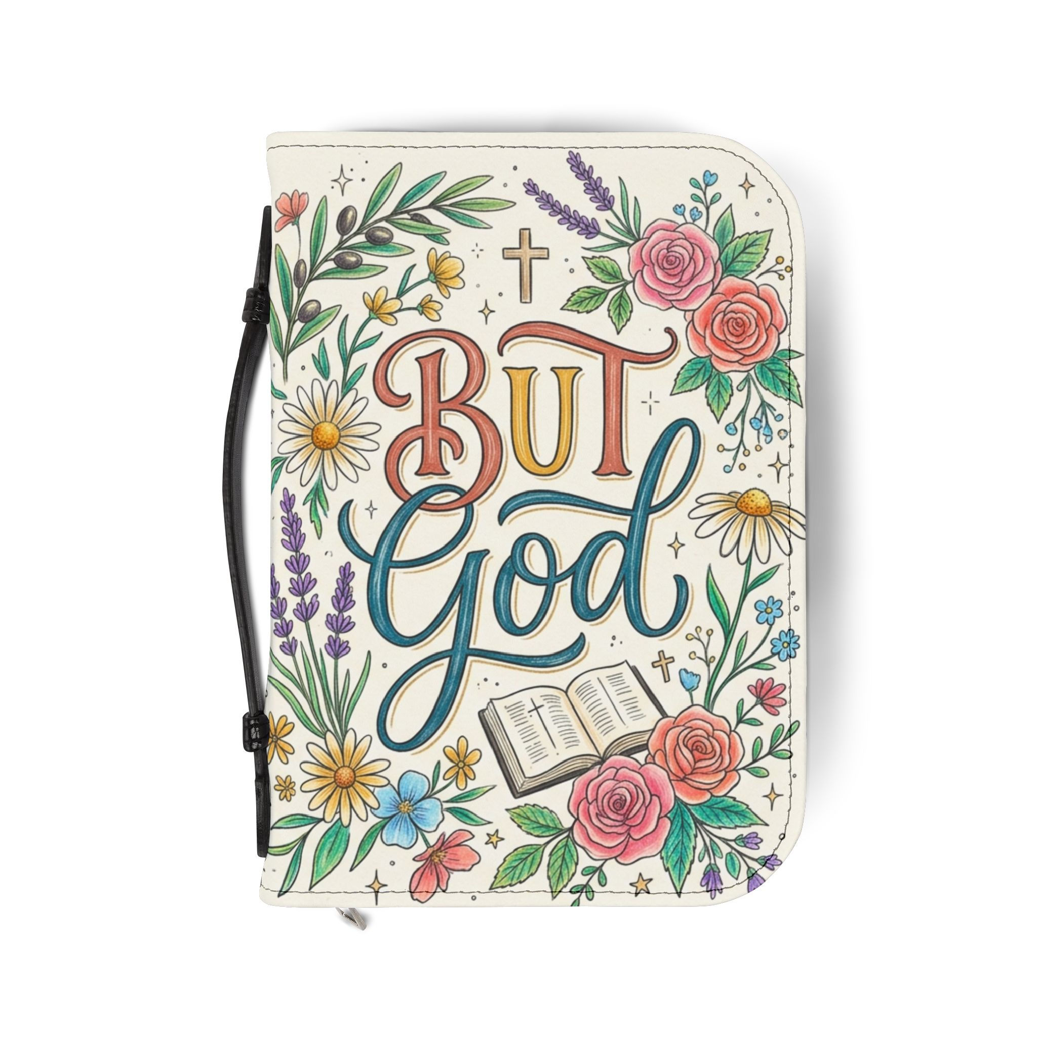 Bible Cover — "But God" Floral Zippered Bible Case
