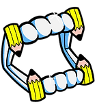 plastic denture with pencil teeth illustraiton sticker