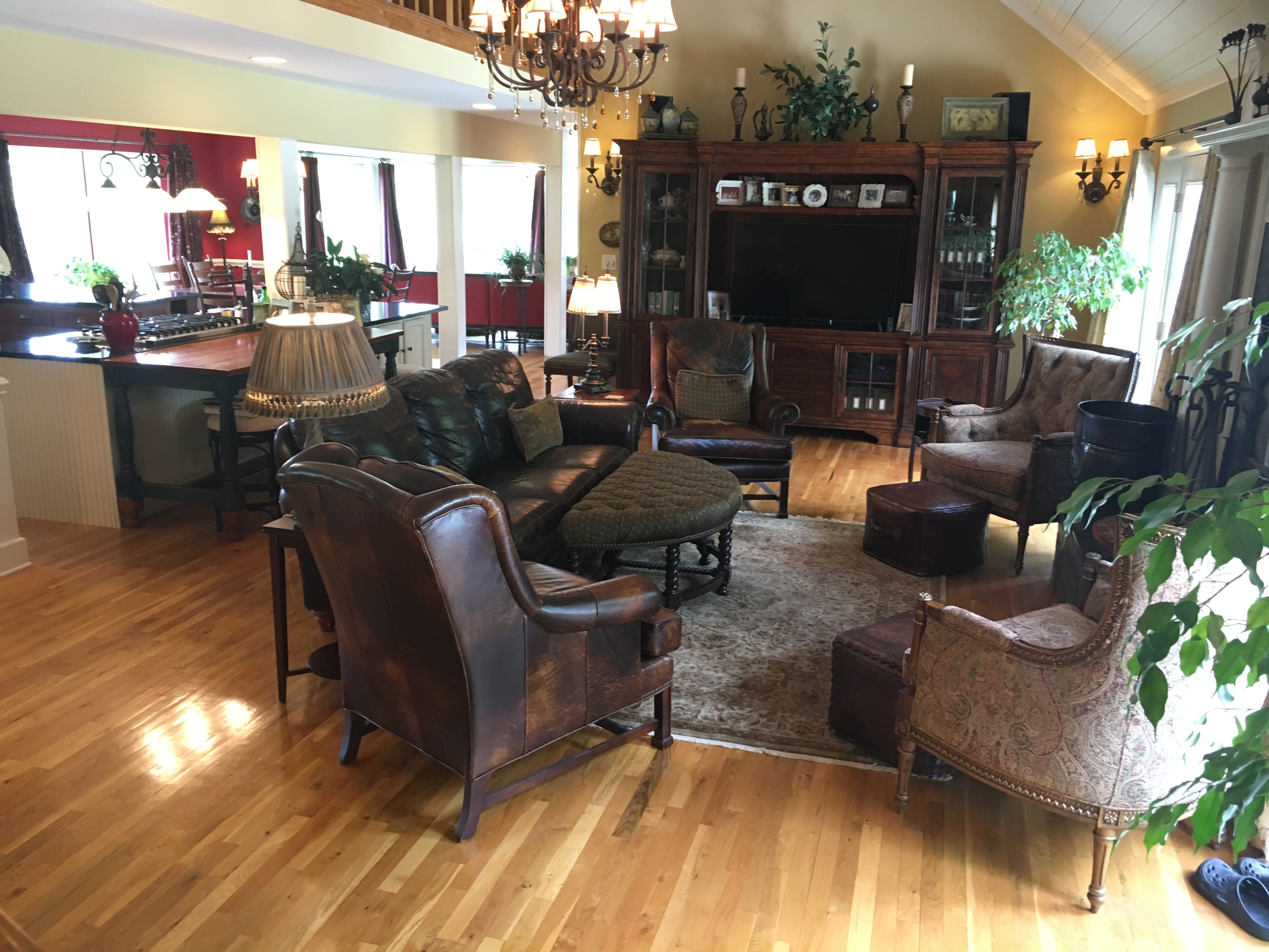great room seating area (1 of 3 sitting areas) with big screen TV