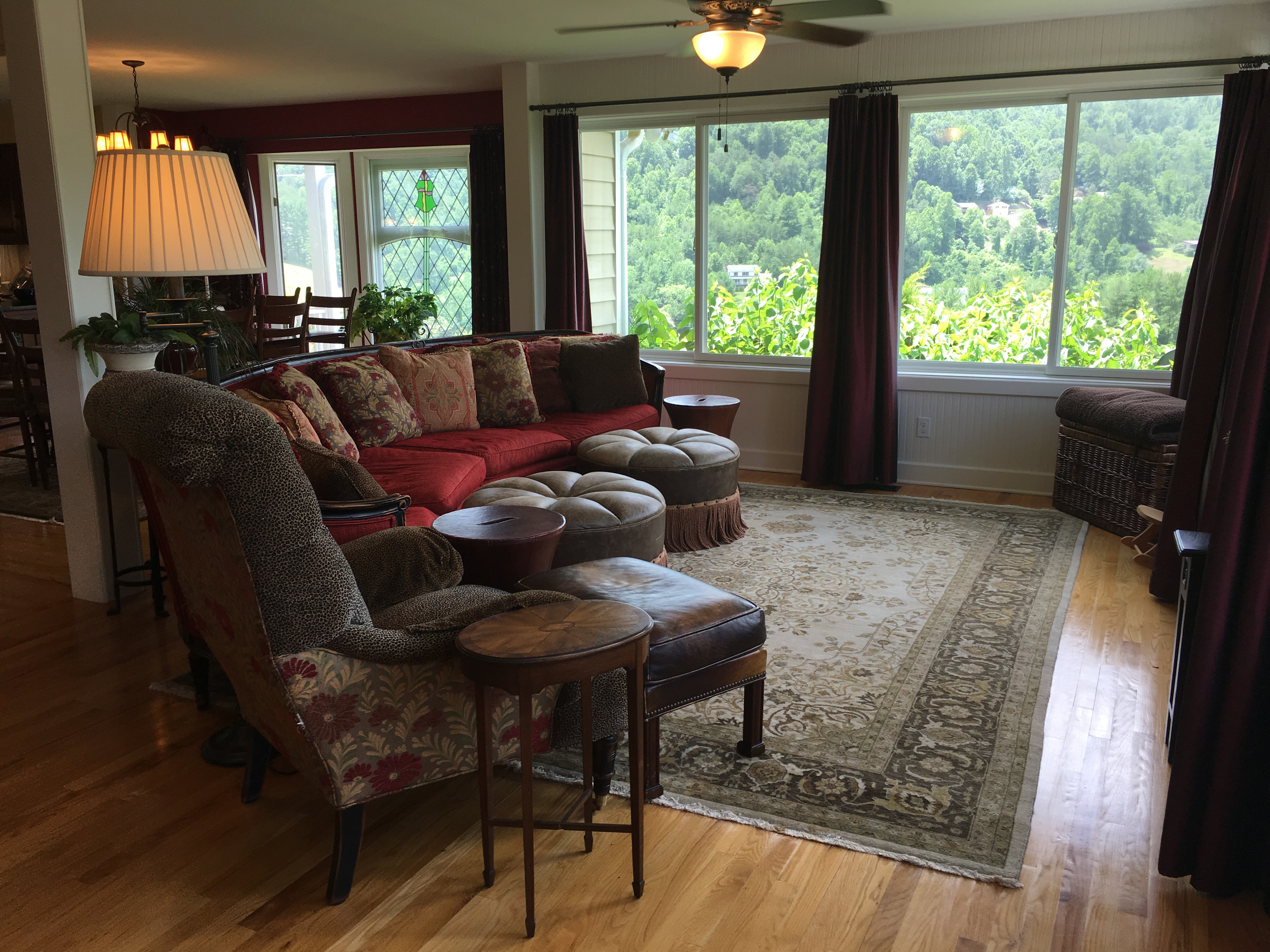 sun room seating area overlooking the mountain view