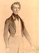 James Henderson in a faded portrait wearing an olden style coat and suit