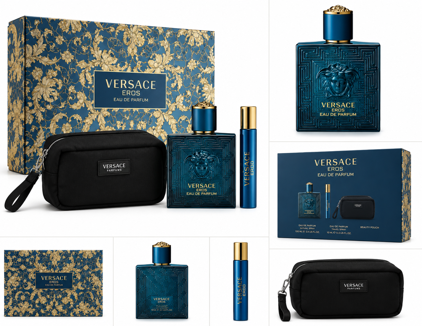 Versace Eros Eau de Parfum Gift Set 3.4 oz/100ml for Men.