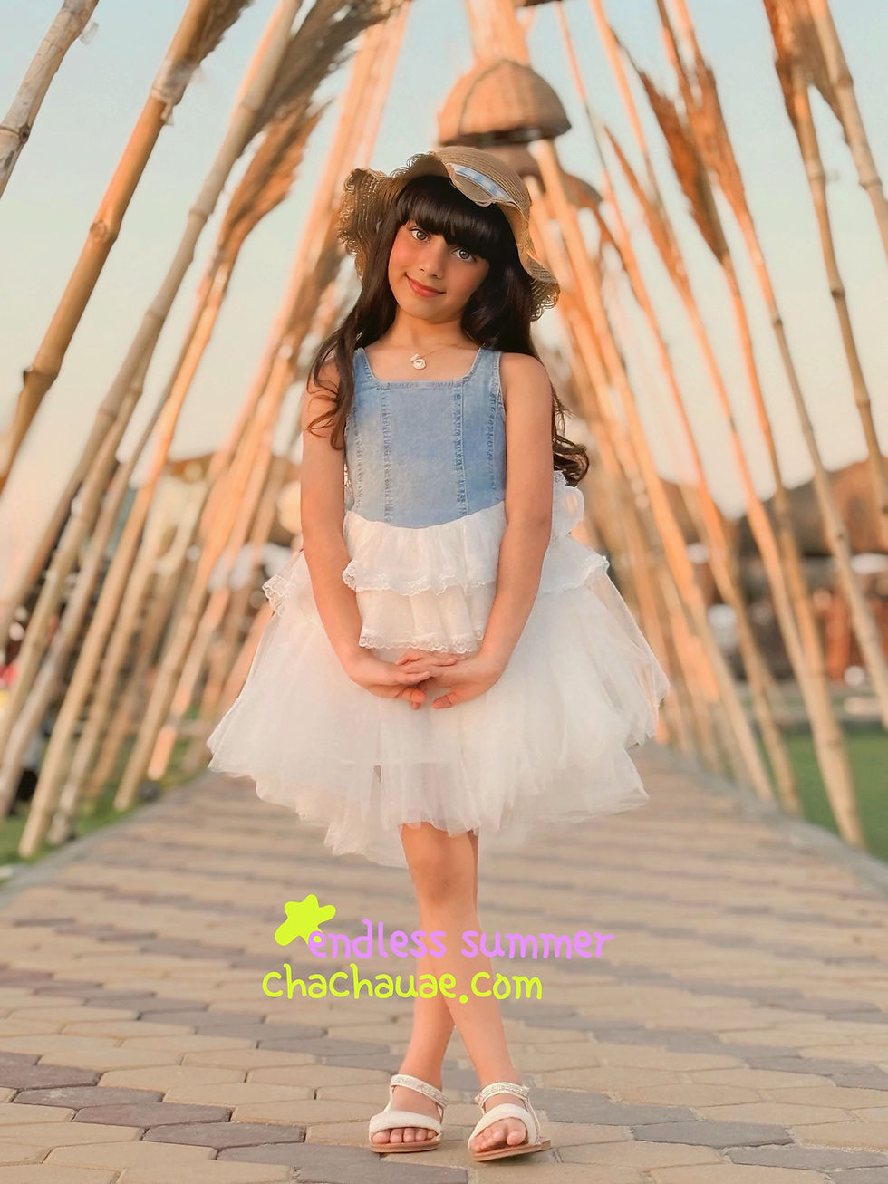 الصورة المصغرة: Denim Cloud Ballet Girl Summer Vacation Dress