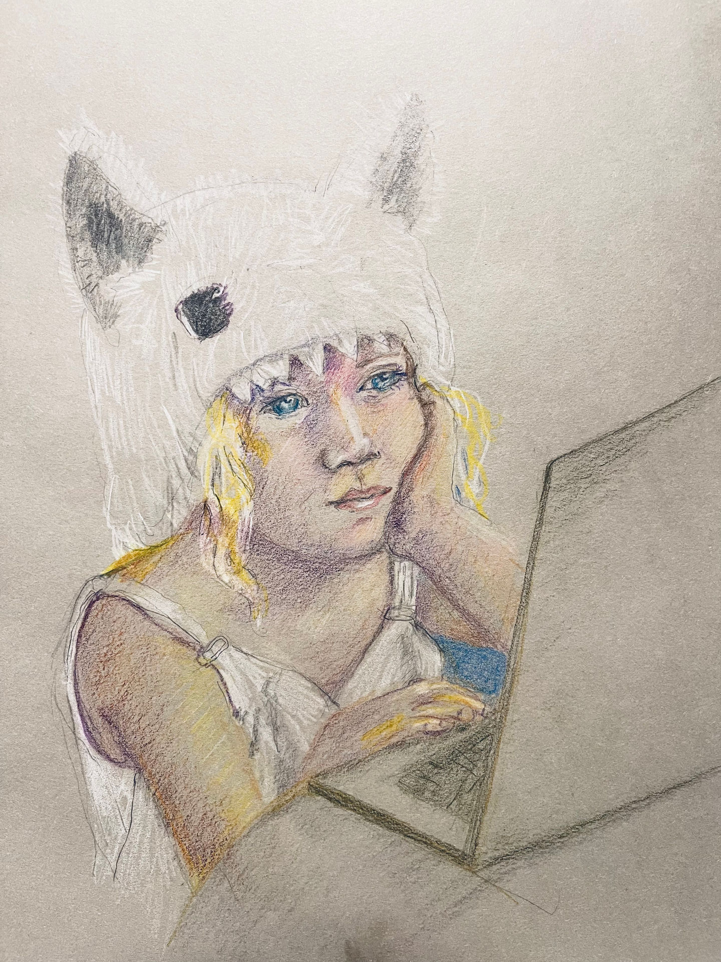 CKatie Deits Lily in hat on computer.jpeg