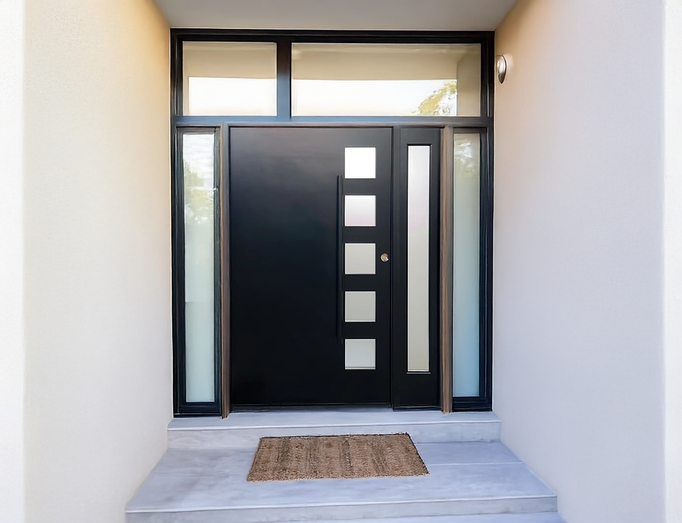 Thumbnail: 60X80 EXTERIOR PIVOT COMPOSITE DOOR CT06 LH 60X80   BLACK, SANDBLASING GLASS.