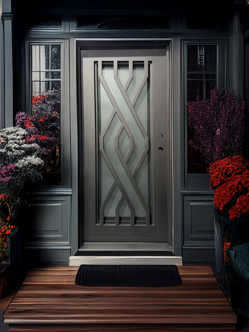 縮圖：Wrought Iron NFD:37 1/4"x 81"x6",RI,125,CS007,Rainstorm Glass Iron Door