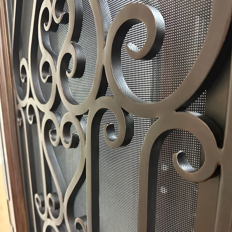 サムネイル： 72X80 ELEGANT EXTERIOR COMPOSITE DOOR AR07C RH  DARK WALNUT OPENABLE WINDOW.