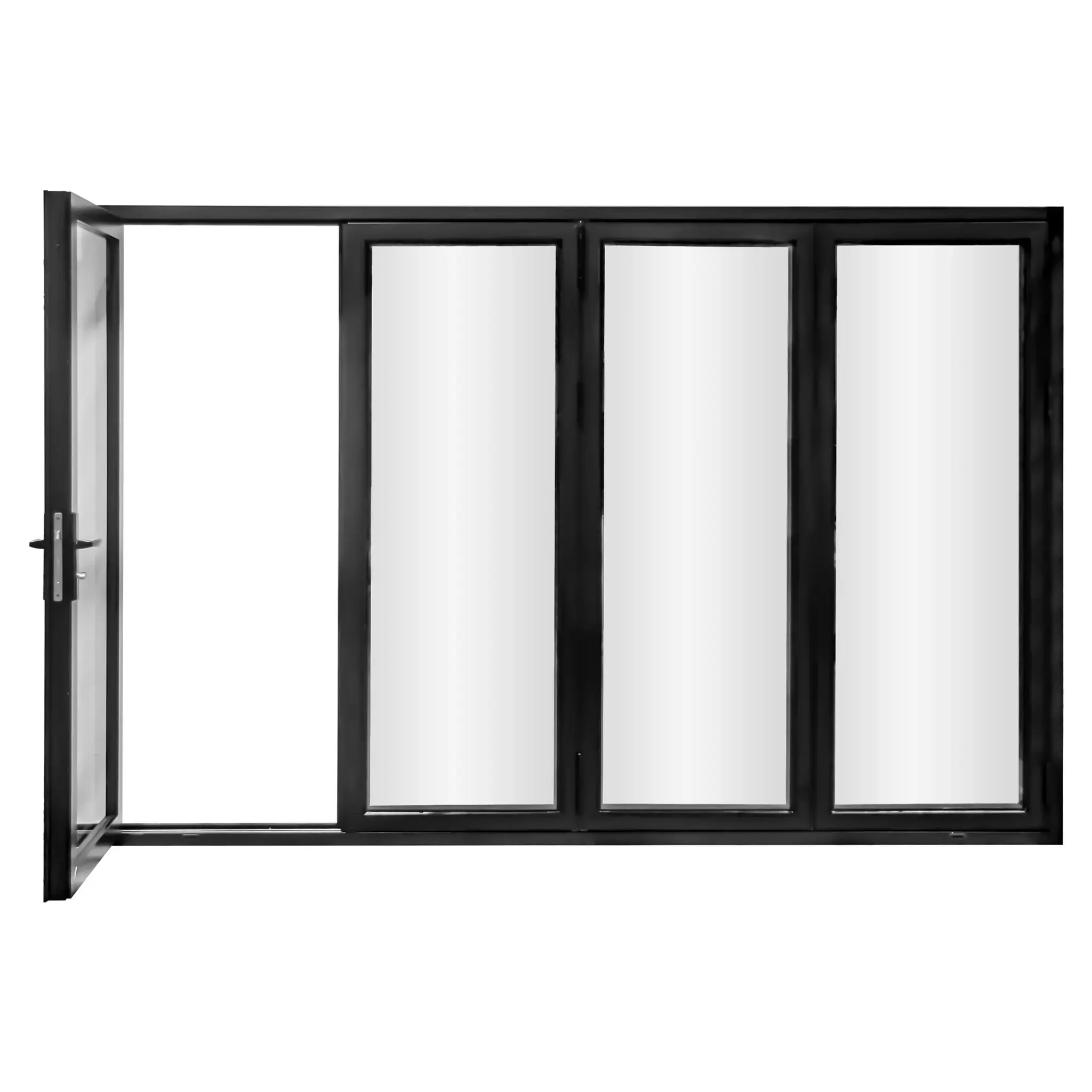 AL FoldingDoor,NFD:119 1/2"x95 1/2",Black,13,Folded Out,Left to Right
