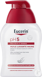 L'huile lavante mains pH5 de chez Eucerin pour nettoyer en douceur la peau.