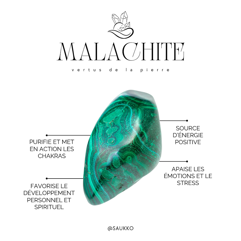 Miniature : Bracelet Pierre fine - Malachite - Vertus - Lithothérapie - SAUKKO