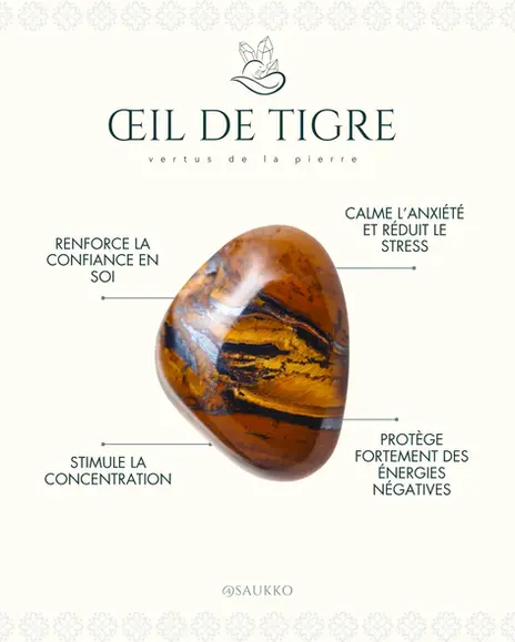 Énergie et vertus de l'œil de tigre brut en lithothérapie : confiance en soi, courage, protection et ancrage