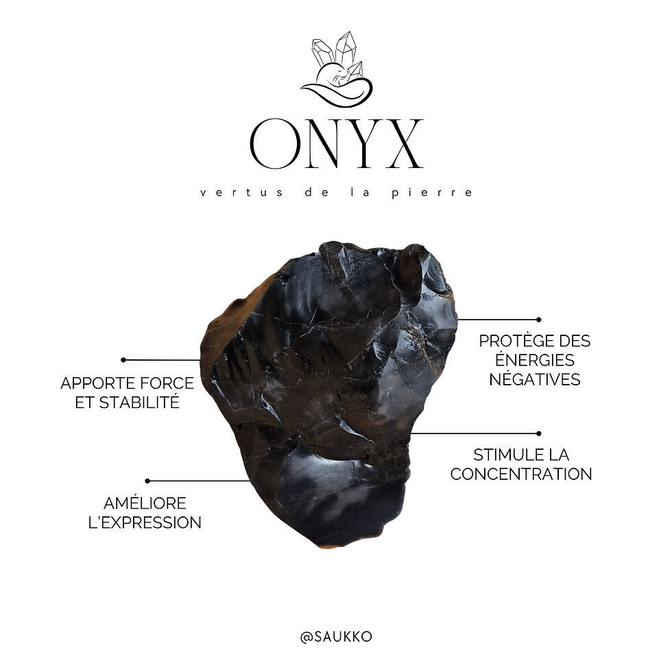 Miniature : Bracelet homme - Onyx - cuir - Vertus - Lithothérapie - SAUKKO