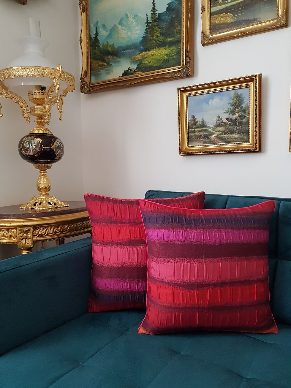 Thumbnail: Square Cushion/Multicolour Cushion/Livingroom Cushion/Purple Cushion/Red Cushion/Livingroom Cushion/Bedroom Cushion/Art Deco