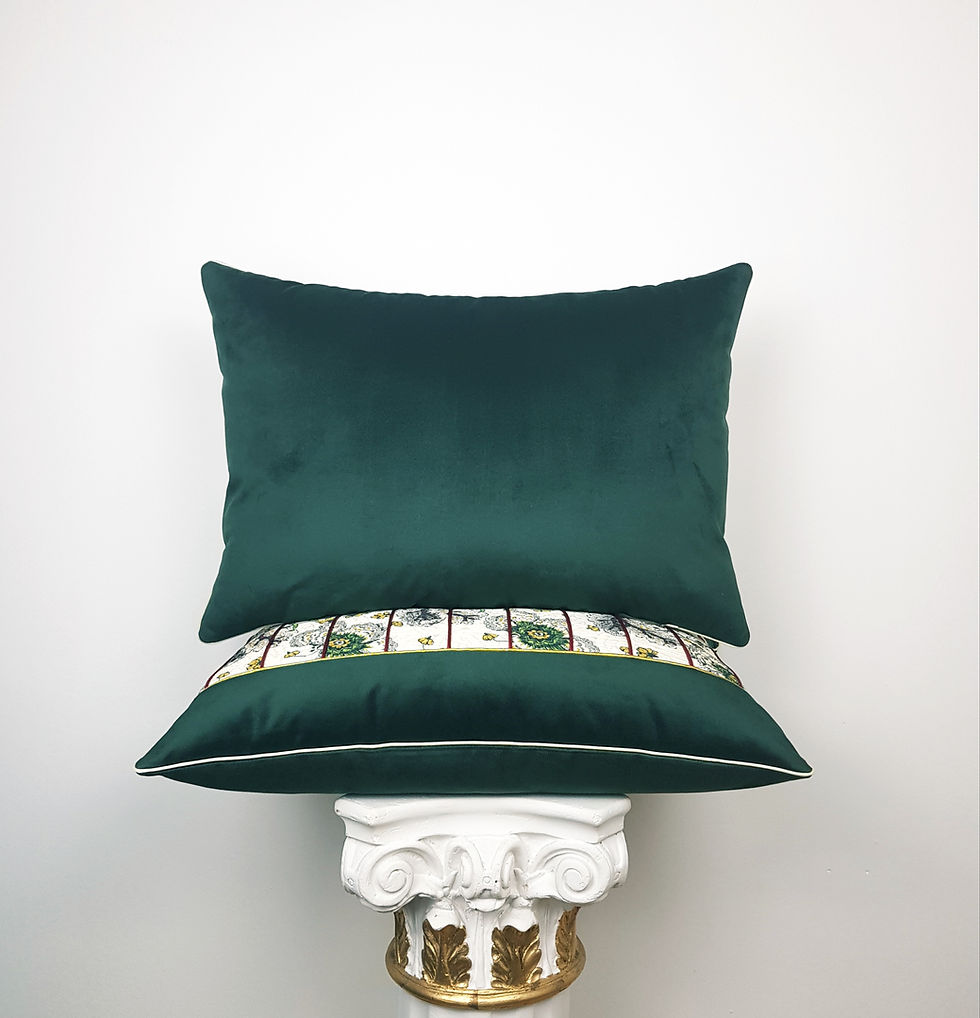 Rectangular Cushion/Velvet Cushion/Silk Cushion/Patchwork Cushion/Handmade Cushion/Luxury Cushion/Green Cushion