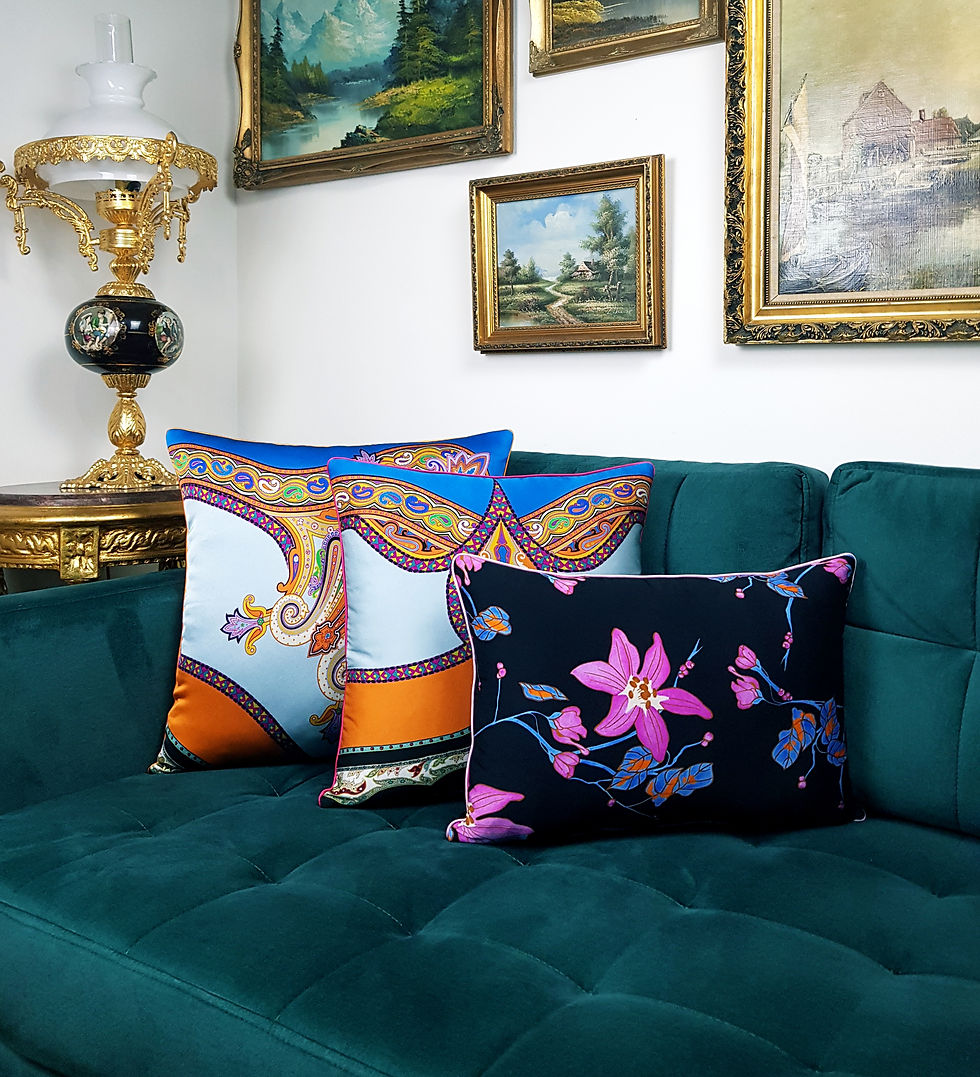 Thumbnail: Silk Cushion/Square Cushion/Decorative Cushion/Jacquard Cushion/Handmade Cushion/Luxury Cushion/Orange Cushion/Velvet Cushion