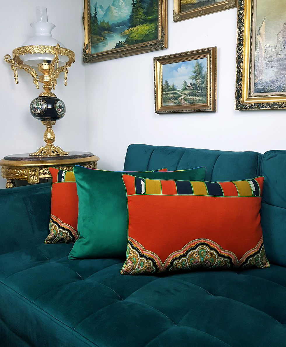 Thumbnail: Rectangular Cushion/Cotton Cushion/Velvet Cushion/Paisley Cushion/Red Cushion/Black Cushion/Handmade Cushion/Patchwork