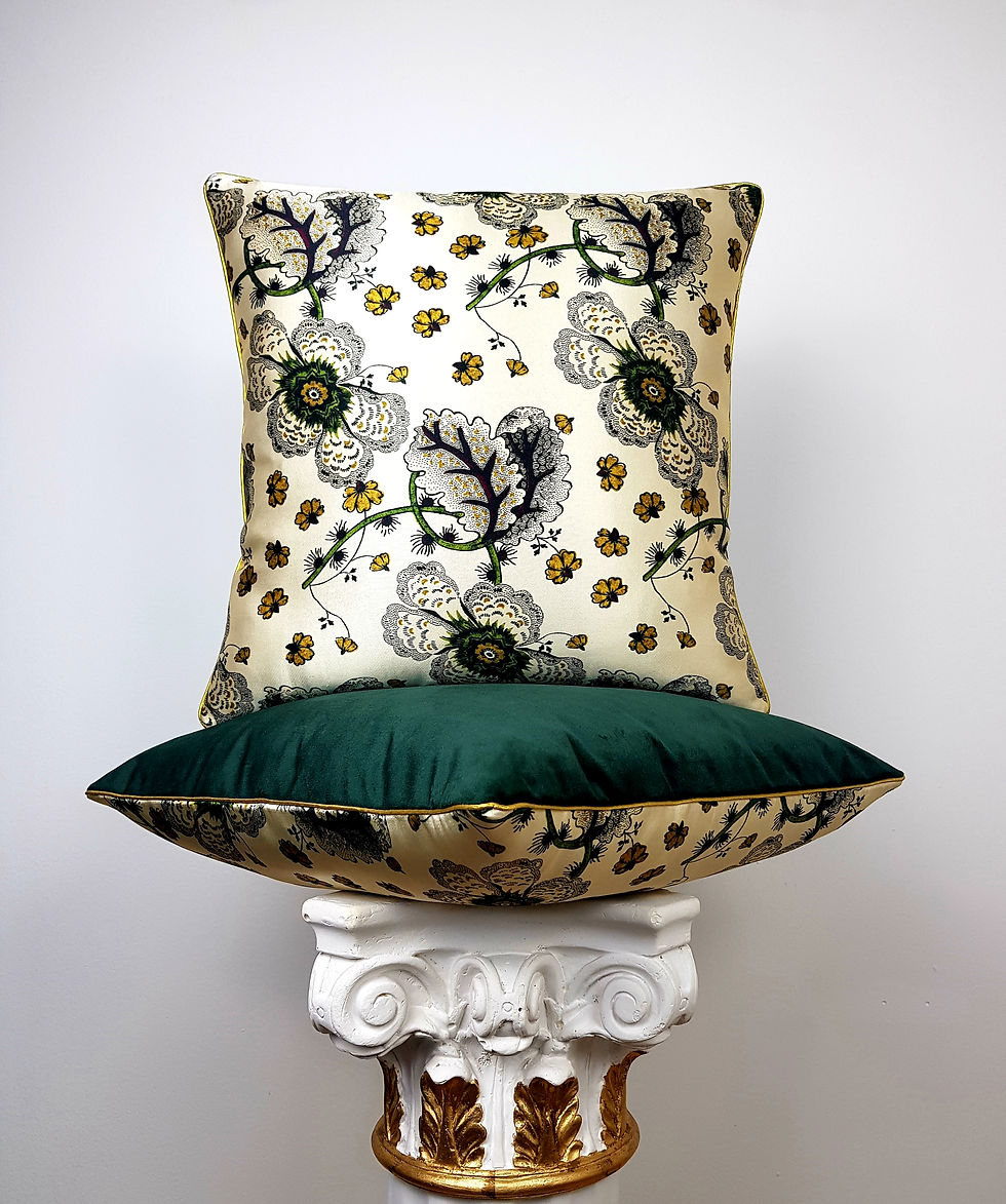 Silk Cushion/Floral Silk Cushion/Square Cushion/Velvet Cushion/Handmade Cushion/Green Cushion/Luxury Cushion/Flower Cushion