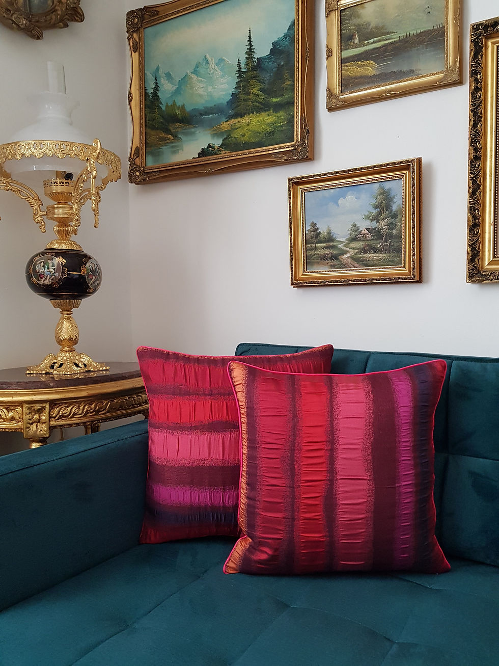 Thumbnail: Square Cushion/Multicolour Cushion/Livingroom Cushion/Purple Cushion/Red Cushion/Livingroom Cushion/Bedroom Cushion/Art Deco