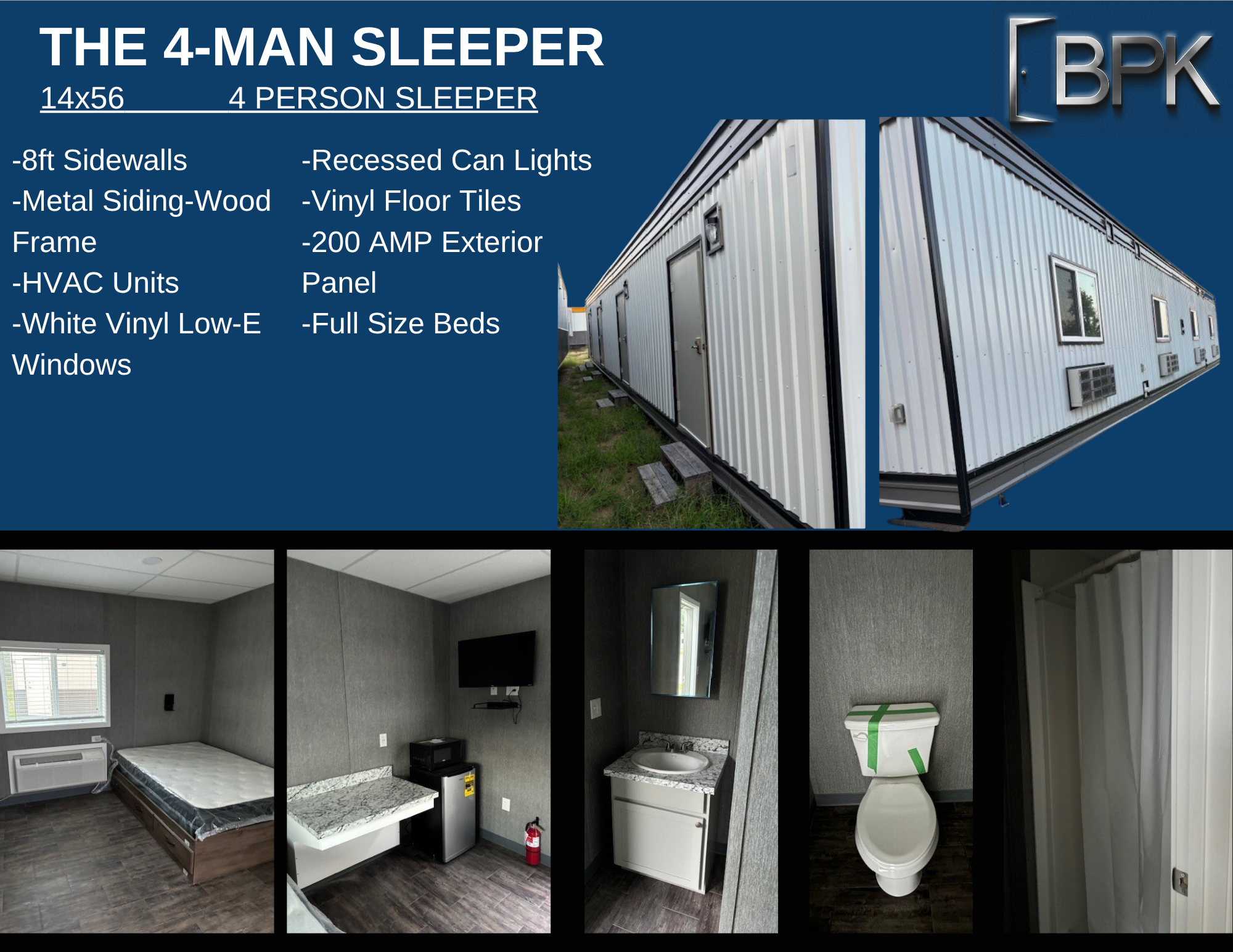 The 4-Man Sleeper | 4 Person Sleeper | 14'x56' | 4 Bedroom, 4 Bath