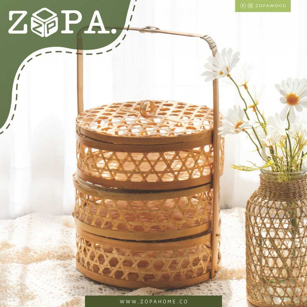 ภาพขนาดย่อ: ปิ่นโตไม้ไผ่ 3ชั้น 3-Tier bamboo basher -M