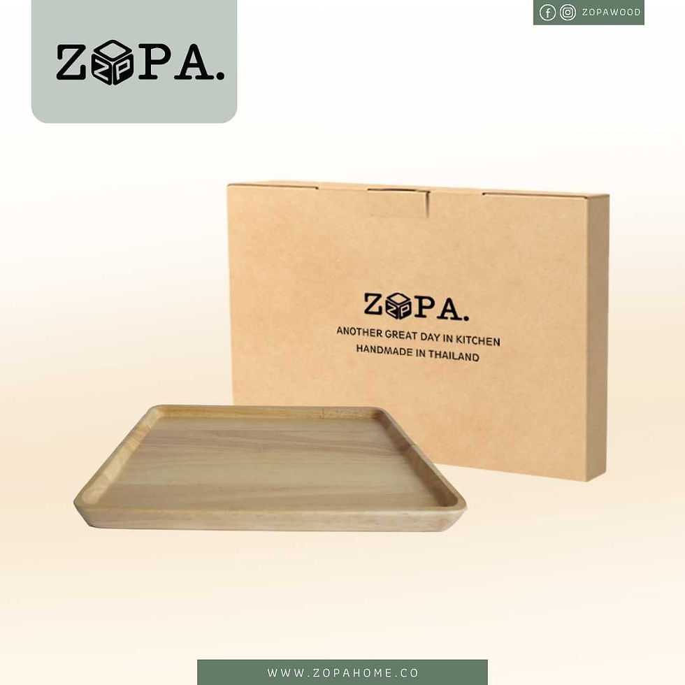ภาพขนาดย่อ: NT256 ถาดเหลี่ยมไม้ยางไม่ทำสี M Rectangle tray - M