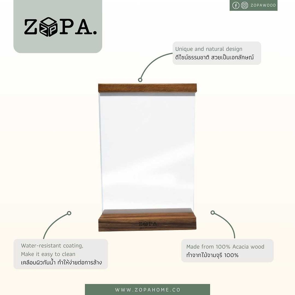 ภาพขนาดย่อ: ฐานไม้อะคริลิกขนาดA5 Menu Holder A5