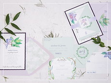 purple and green watercolor invitation