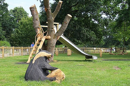 Thornham Walks Playground in suffolk with a slide