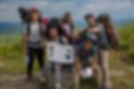 5 freshmen from St. Benedict's Preparatory School taking a break along the Appalachian Trail