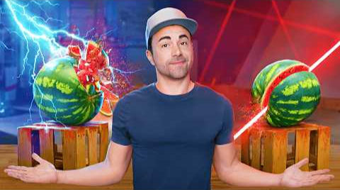 Mark Rober demonstrating science with a watermelon