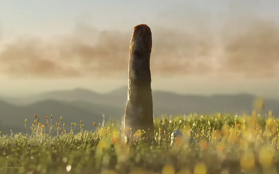 Illustration of a woody giant tree trunk without a leafy canopy