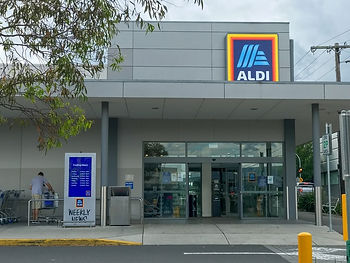 Facade of an Aldi store featuring the logo