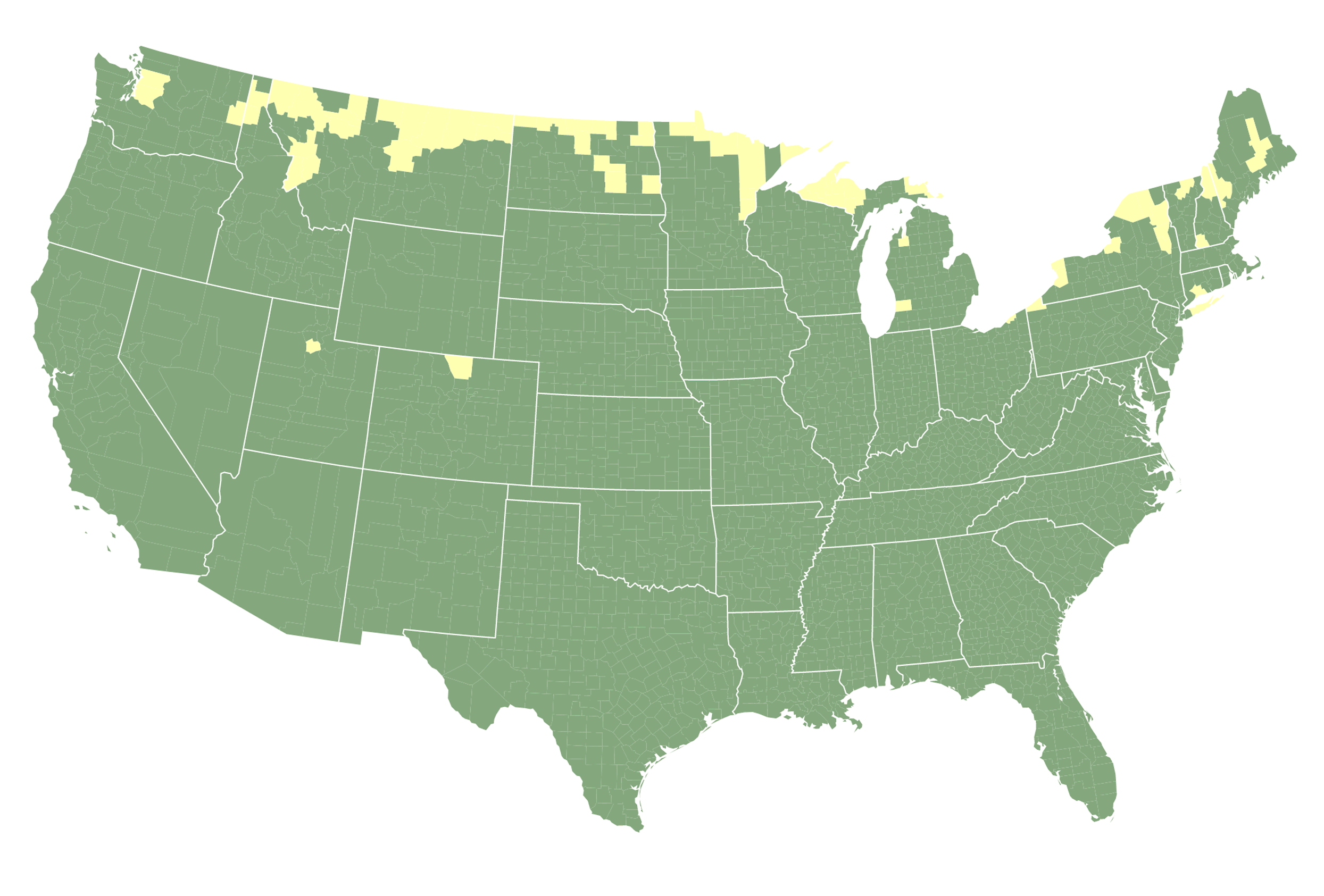 Map of US displaying best time to see Fall foliage