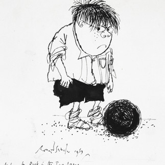 Cartoon of a footballer by Ronald Searle