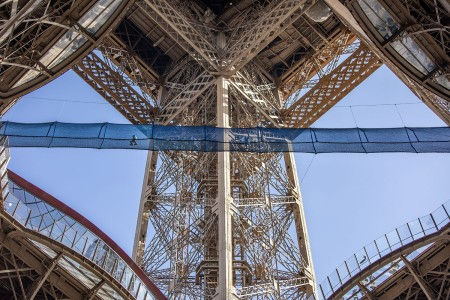 Suspension bridge between the Eiffel Tower's east and west pillars, 60m above ground