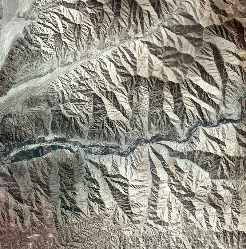 Arid Peruvian landscape photographed from space