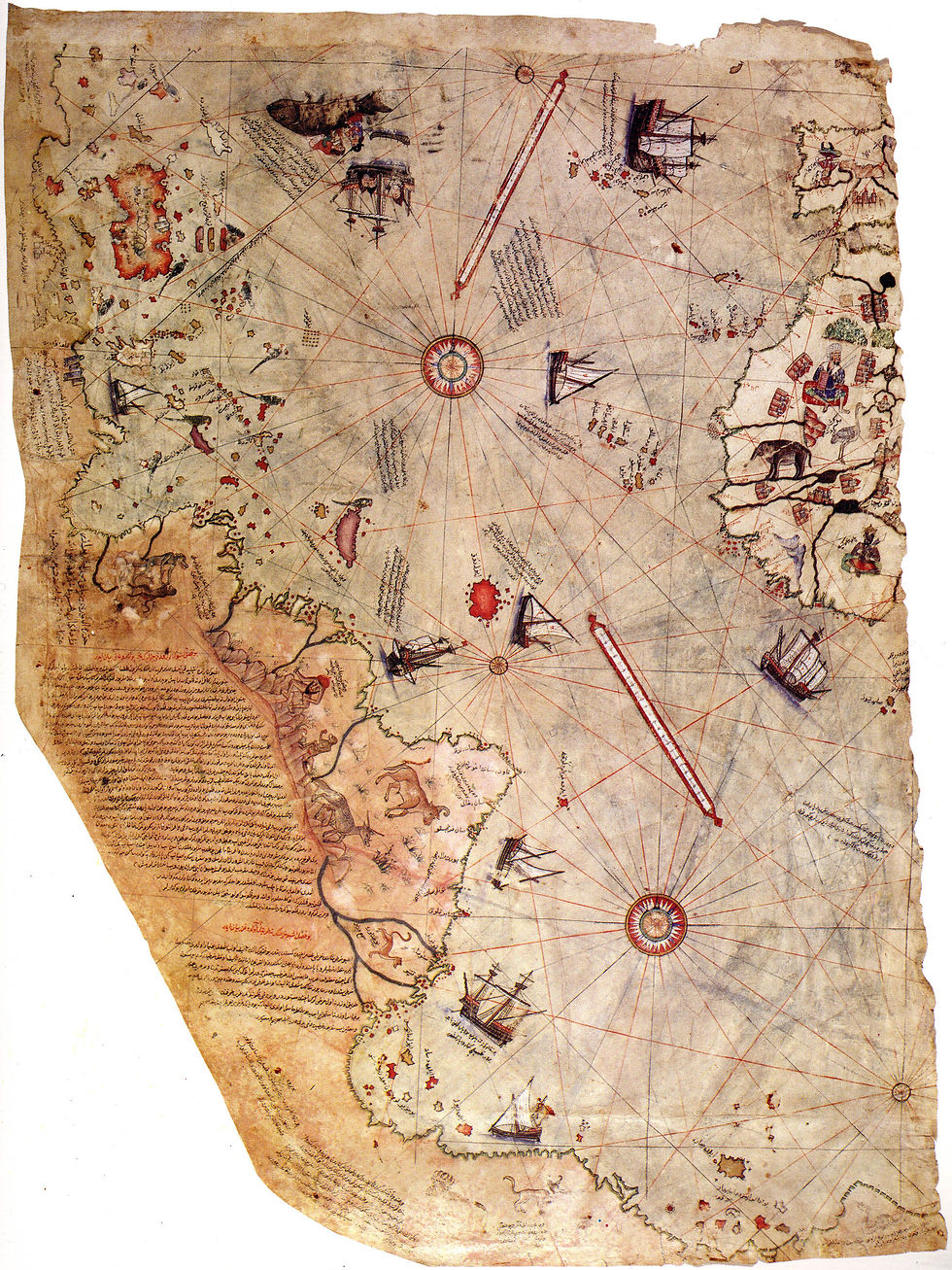 Part of the lost Piri Reis World Map, compiled by Ottoman general Piri Reis in 1513