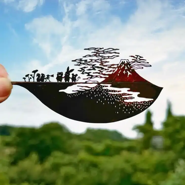 Volcano - Leaf art by Lito 