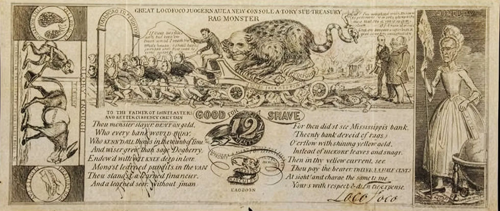 Fake bank note that was used to mock President Andrew Jackson’s banking policies